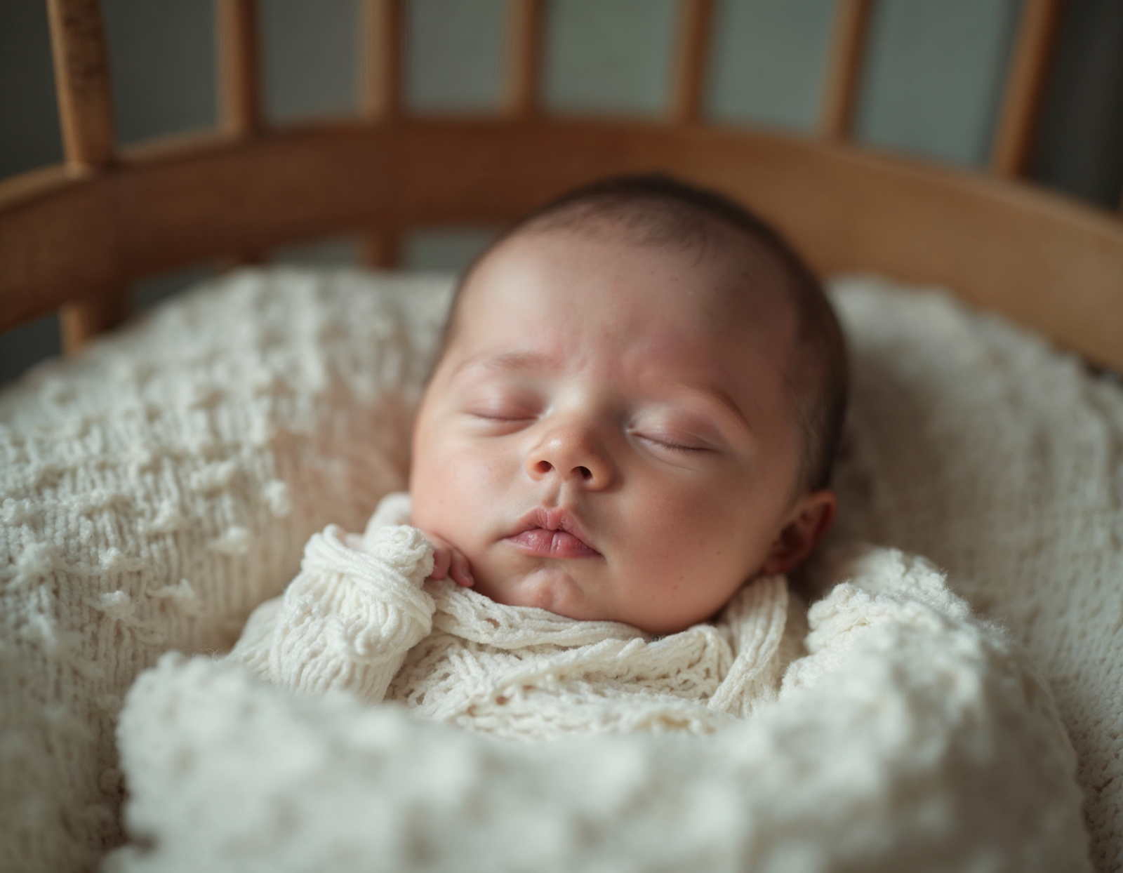 Bebé recién nacido durmiendo en una cuna segura para que el bebé duerma seguro.